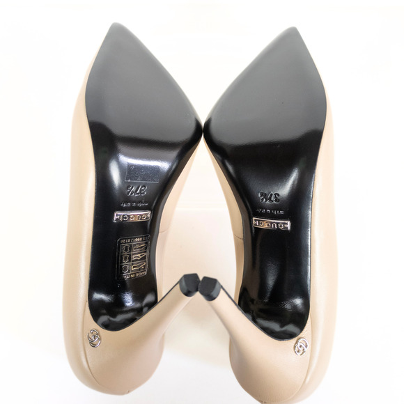 GUCCI Anita Pointed Toe Pumps 105mm Malaga Kid Leather in Powder Women's 37.5 - Picture 3 of 9